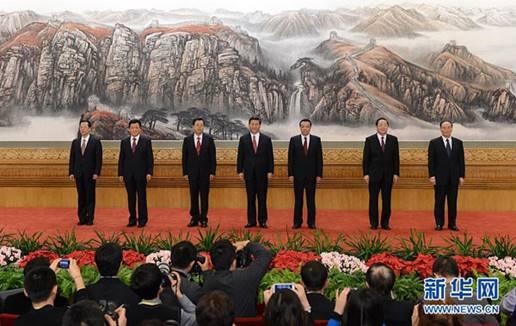 2012年11月15日，新一屆中央政治局常委同中外記者見面,。新華社記者謝環(huán)馳 攝