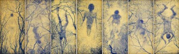 竹林七賢 Seven Sages of the Bamboo Grove 210x100cm x7pcs 油彩,、絹 2013年